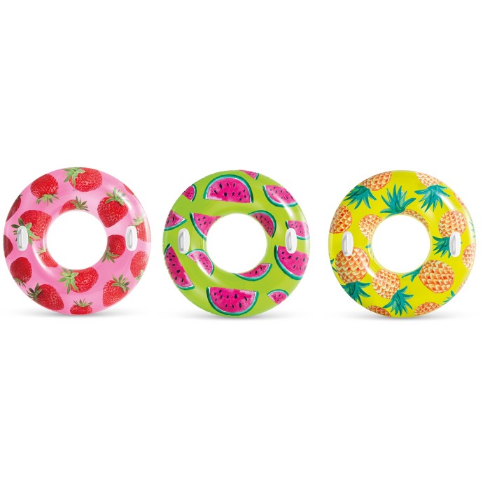 Коло надувне «Фрукти» 107 см від 9 років з максимальним навантаженням до 80 кг та ремкомплектом, в асортименті, у коробці, ТМ Intex