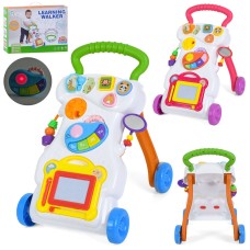 Ходунки з ігровою панеллю музичні зі світлом, звуками тварин, піаніно, дошкою для малювання ч/б, сортером, диском-тріскачкою