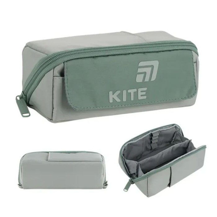 Пенал 20х11,5х9,5 см оливковий, 2702-3, ТМ Kite