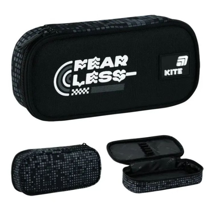 Пенал «Fearless» 21х8,5х4,5 см чорний, 662-4, ТМ Kite