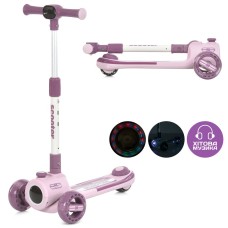 Самокат 3-колісний на металопластиковій рамі, 2 передні 125 мм зі світлом, заднє 90 мм зі світлом, кермо 62-80 см, підніжка