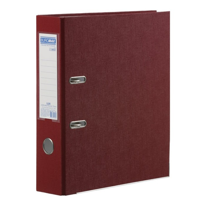 Папка-реєстратор «LUX» А4 одностороння збірна 70 мм, PP, бордова, JOBMAX