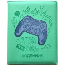 Щоденник шкільний «Born to win» А5 на 48 аркушів з обкладинкою зі шкірзаму, ТМ Мандарин
