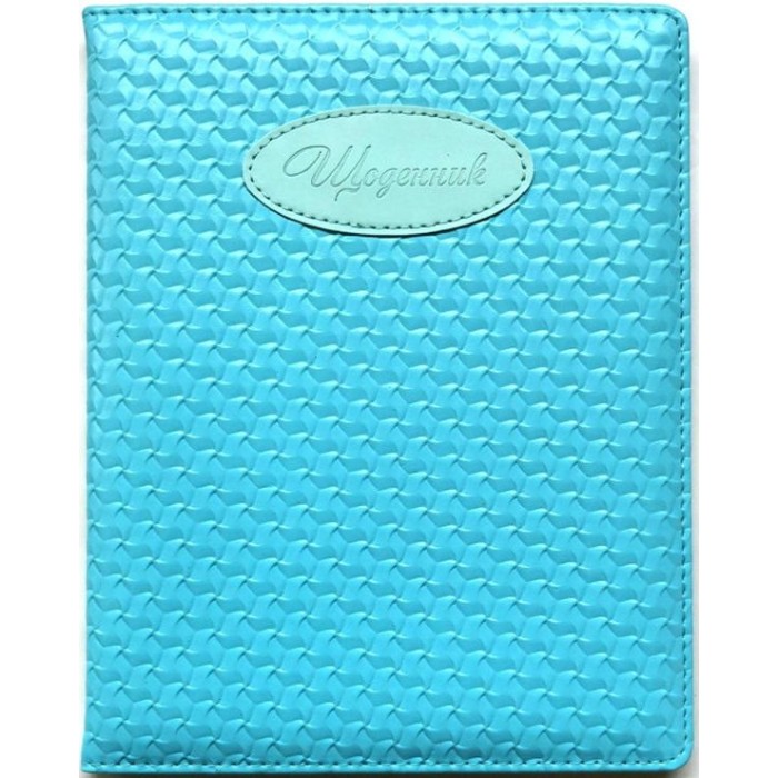 Щоденник шкільний А5 на 48 аркушів з обкладинкою зі шкірзаму, блакитний, ТМ Мандарин