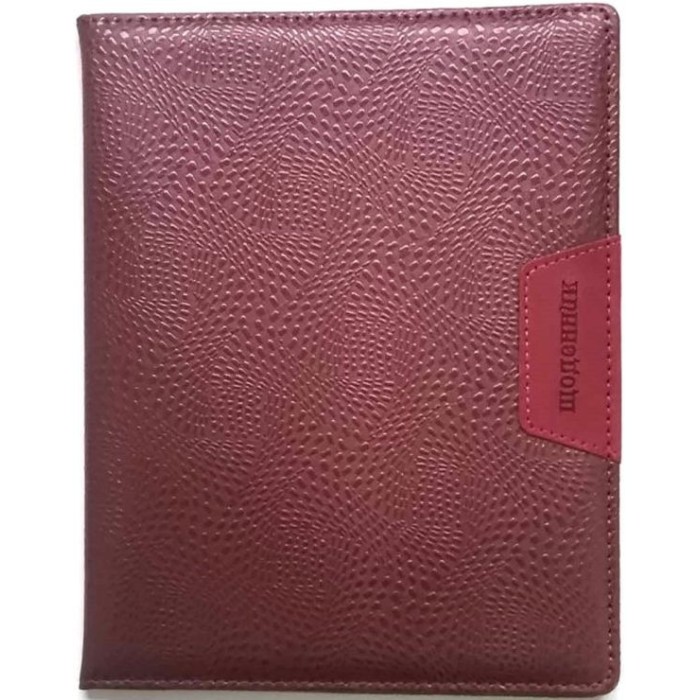 Щоденник шкільний А5 на 48 аркушів з обкладинкою зі шкірзаму, бордовий, ТМ Мандарин