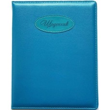 Щоденник шкільний А5 на 48 аркушів з обкладинкою зі шкірзаму, блакитний, ТМ Мандарин