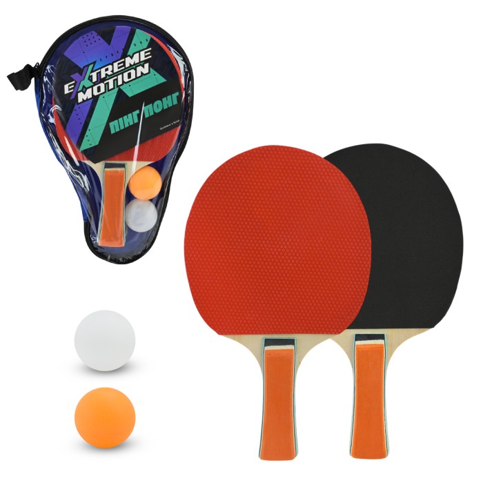 Набір для настільного тенісу: 2 ракетки та 2 м'ячі, у чохлі