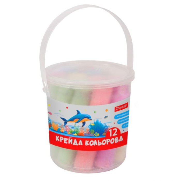 Крейда кольорова «Classic» JUMBO на 6 кольорів, 12 шт у відрі, ТМ 1 Вересня