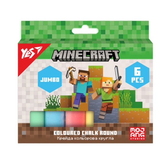 Крейда кольорова «Minecraft» JUMBO на 6 кольорів, ТМ Yes
