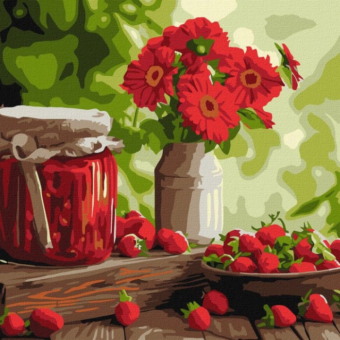 Картина за номерами «Полуничне варення» 40х40 см, ТМ Ідейка