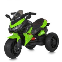 Мотоцикл р/к 2,4G на 2 мотори по 35W з акумулятором 12V 9AH, USB, MP3, TF, EVA, BLUETOOTH, музикою та світлом, зелений.