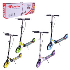 Самокат міський 2-х колісний на сталевій рамі з колесами 200 мм та гальмом, в асортименті, у коробці 79х13х26 см.