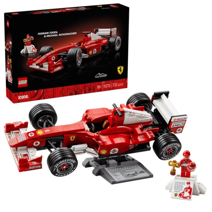 Конструктор «Ferrari F2004 та Міхаель Шумахер» на 735 детлей з фігуркми, у коробці 38х7х26 см, ТМ Lego