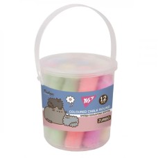 Крейда «Pusheen» JUMBO кольорова, 12 шт у відрі, ТМ YES