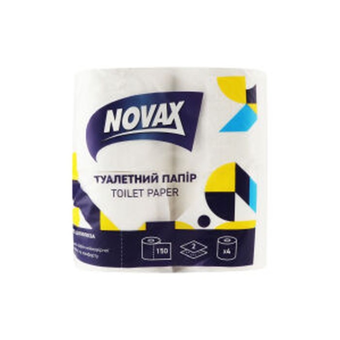Туалетний папір целюлозний 4 рулони двошаровий, ТМ Novax
