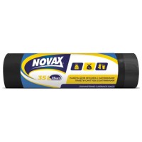Пакети для сміття з затяжками міцні на 35 л по 15 шт, ТМ Novax