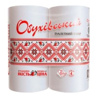 Туалетний папір «Обухів» целюлозний двошаровий, 4 рулони