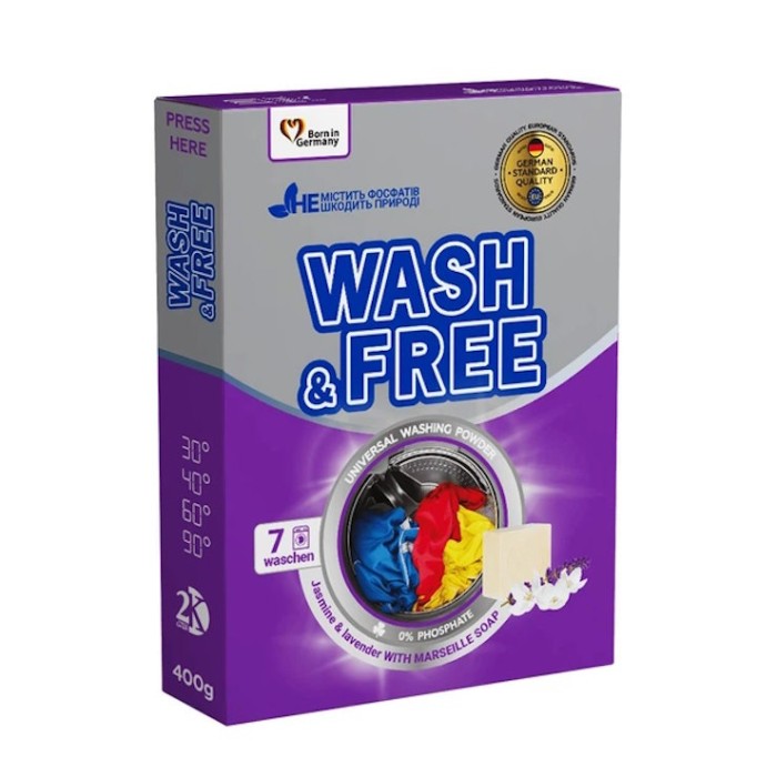 Порошок для прання «Intense. Жасмин і лаванда» 0,4 кг, Wash&Free