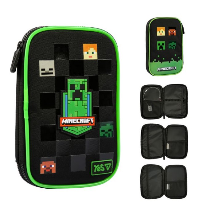 Пенал «Minecraft Reality» 24х16 см м'який на 2 відділення з LED PH-35, ТМ Yes