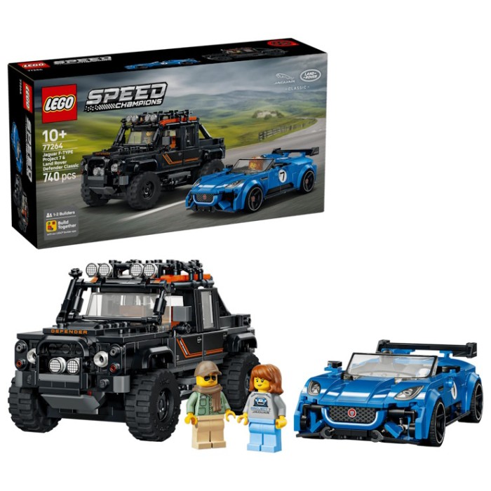Конструктор «Jaguar Project 7 та Land Rover Defender» на 740 деталей, у коробці 35х9х19 см, ТМ Lego