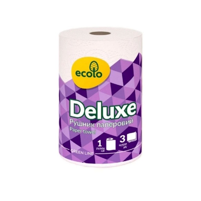 Рушники «Deluxe» 1 рулон 3-шарові на 120 відривів білі, Ecolo