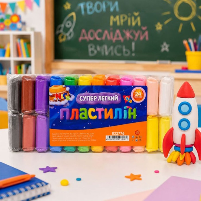 Пластилін «Супер легкий» з стеками на 24 кольори, 240 г, ТМ Leader