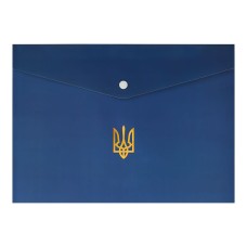 Папка-конверт «UKRAINE» А4 на кнопці темно-синя, ТМ Buromax