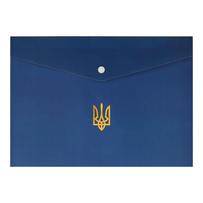 Папка-конверт «UKRAINE» А4 на кнопці темно-синя, ТМ Buromax