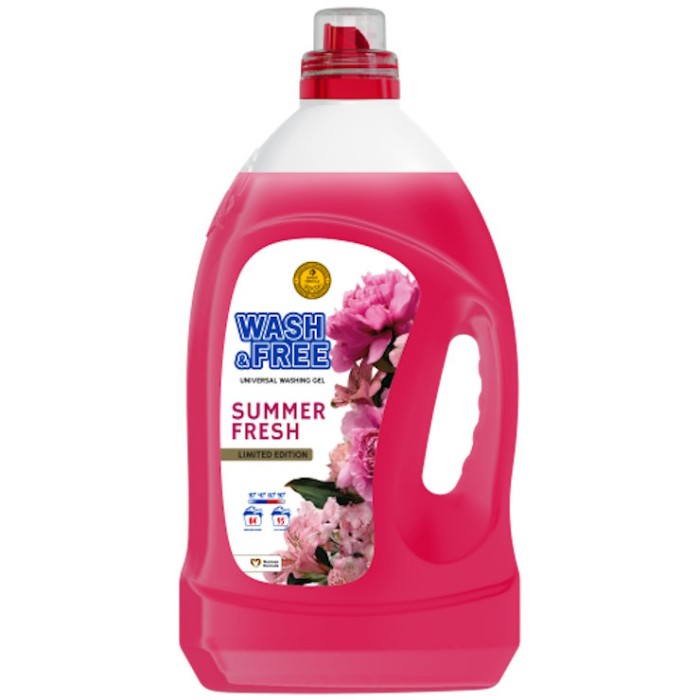 Гель для прання «Літня свіжість» 3,8 л універсал, WASH&FREE