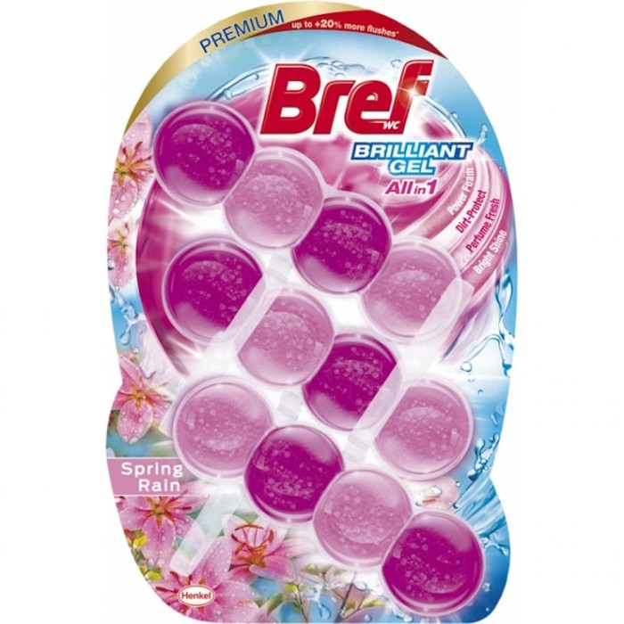 Блок для туалету «Brilliant Gel. Весняний дощ» 3х42 г, ТМ Bref