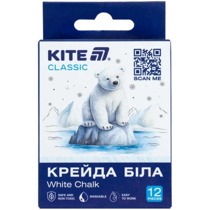 Крейда «Classic» біла кругла, 12 шт, ТМ Kite