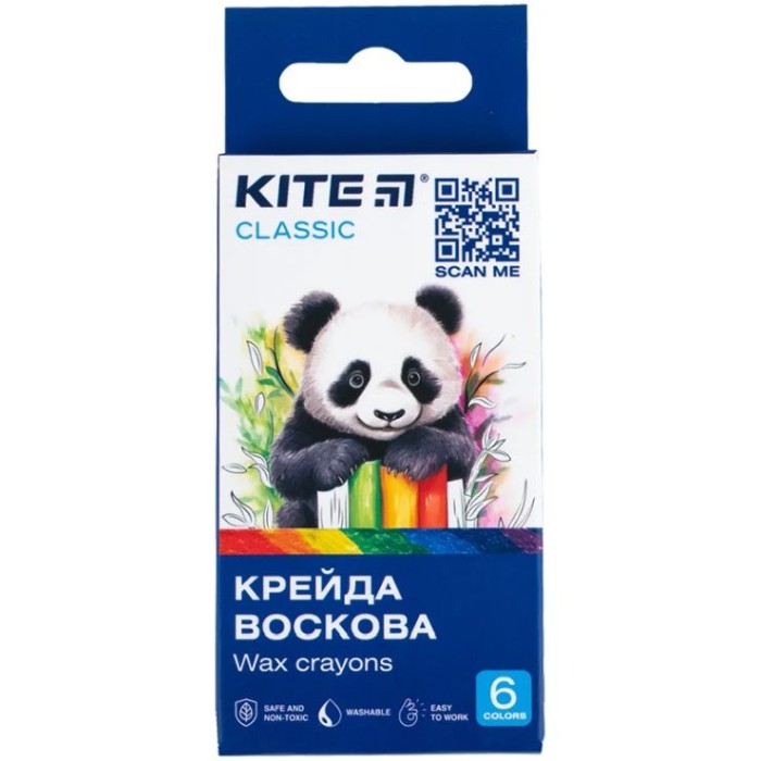 Воскові олівці «Classic» на 6 кольорів, ТМ Kite