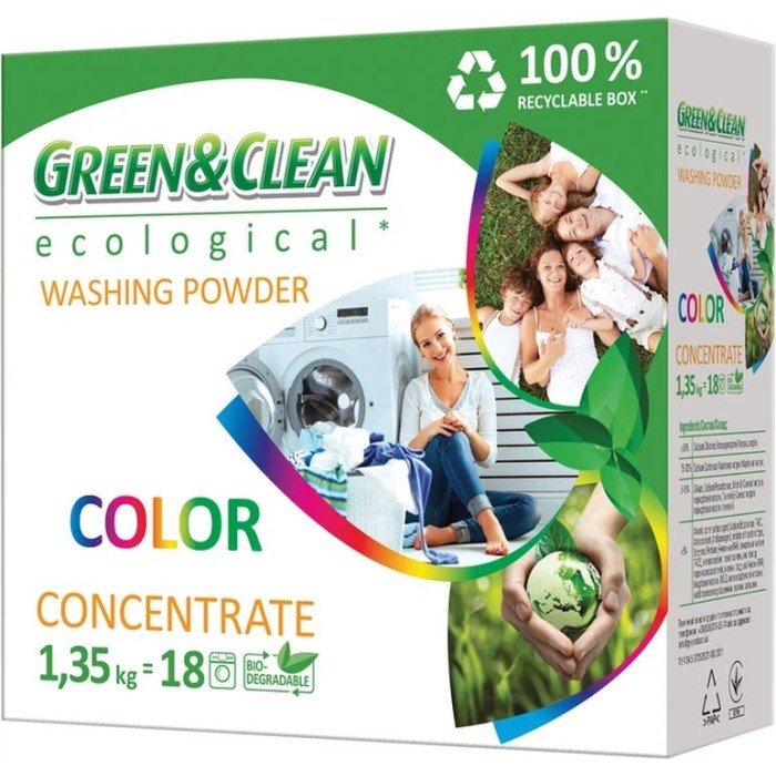 Пральний порошок для кольорового одягу, 1,35 кг, Green&Clean Professional