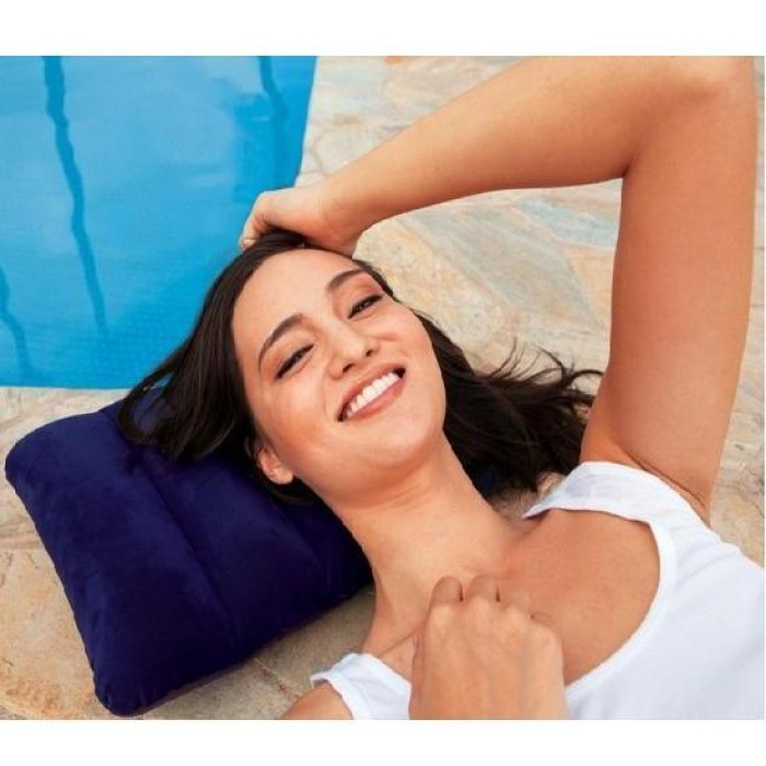 Подушка надувна 42х28х9 см синя, у коробці 19х13х3 см, ТМ Intex