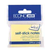 Блок для нотаток 38х50 мм 100 аркушів з клейким шаром, жовтий, ТМ Economix