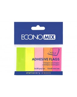 Стикер - закладки, 5 неоновых цветов по 30 листов, ТМ Economix