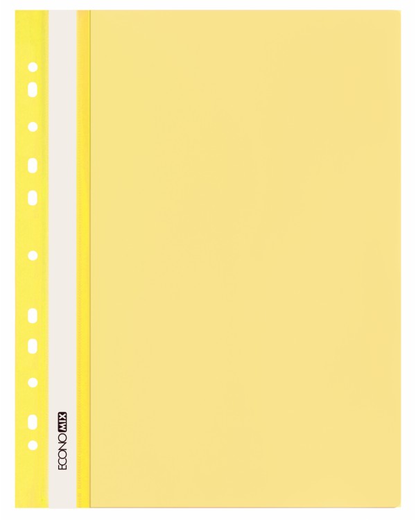 Папка-скоросшиватель, с прозрачным верхом, А4, перфорация, желтая, ТМ Economix
