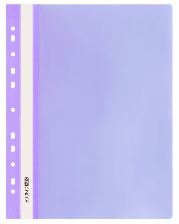 Папка-скоросшиватель с прозрачным верхом, А4, с перфорацией, фиолетовая, ТМ Economix