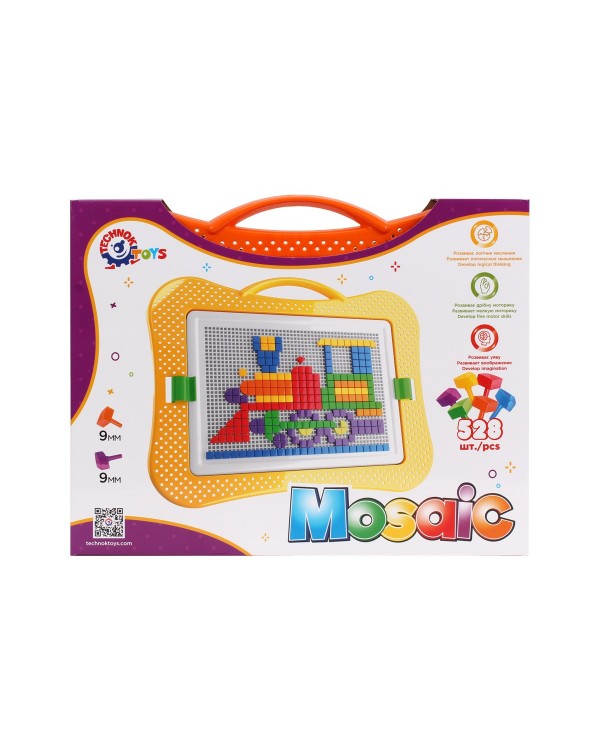 Мозаїка для малюків 8, 6 кольорів, 528 елементів, 37,5х29х5 см, ТМ Технок