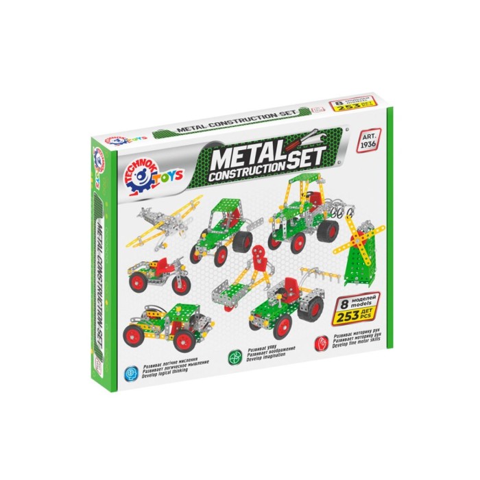 Конструктор металевий «Фермерська техніка» на 253 деталі, у коробці 24,5х31х4,5 см, ТМ Технок