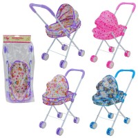 Коляска для ляльок «Зимова» металева, подвійні колеса 4 шт., колиска 35 см, в пакеті 46х26х53 см