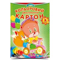 Картон А4 8 аркушів на 8 кольорів двосторонній, ТМ Рюкзачок