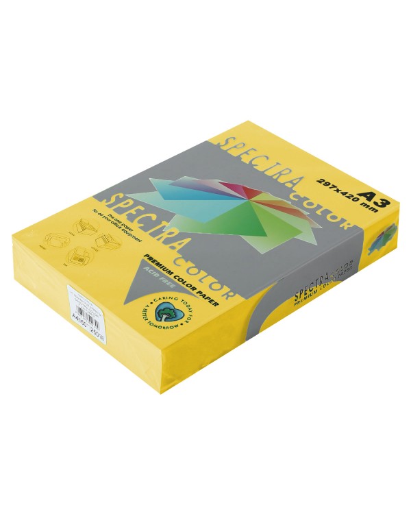 Бумага цветная А3 250 листов, 160 гр/м2, интенсив - лимонный «Lemon 210» SPECTRA COLOR