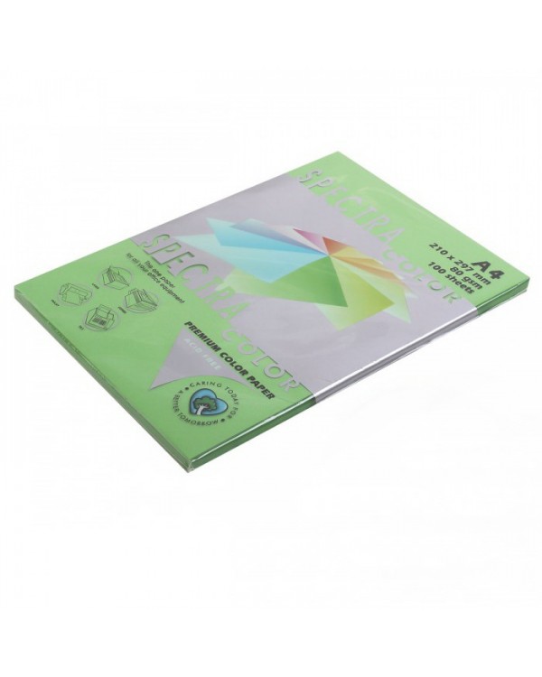 Бумага цветная А4 100 листов, 80 гр/м2, интенсив - зеленый «Parrot 230» SPECTRA COLOR