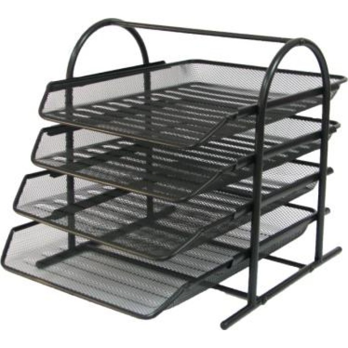 Лоток горизонтальний металевий на 4 відділення чорний 350х295х340 мм, ТМ Leader