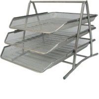 Лоток «Сітка» горизонтальний металевий на 3 відділення срібний 350х295х275 мм, ТМ Leader