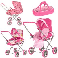 Коляска для ляльки «Демисизонна» з переноскою та регульованою ручкою, в асортименті, у коробці 65х63х35 см