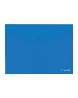 Папка – конверт на кнопке, А4, 180 мкм, прозрачная, фактура глянец, синяя, ТМ Economix