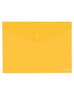 Папка – конверт на кнопке, А4, 180 мкм, прозрачная, фактура «глянец», желтая, ТМ Economix