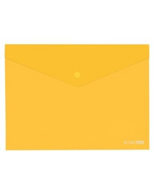 Папка - конверт на кнопці, А4, 180 мкм, прозора, фактура «глянець», жовта, ТМ Economix